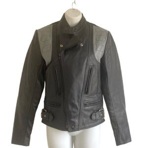 GOLDEN CROWN by Bristol Vintage Black Leather Motorcycle Jacket Size S